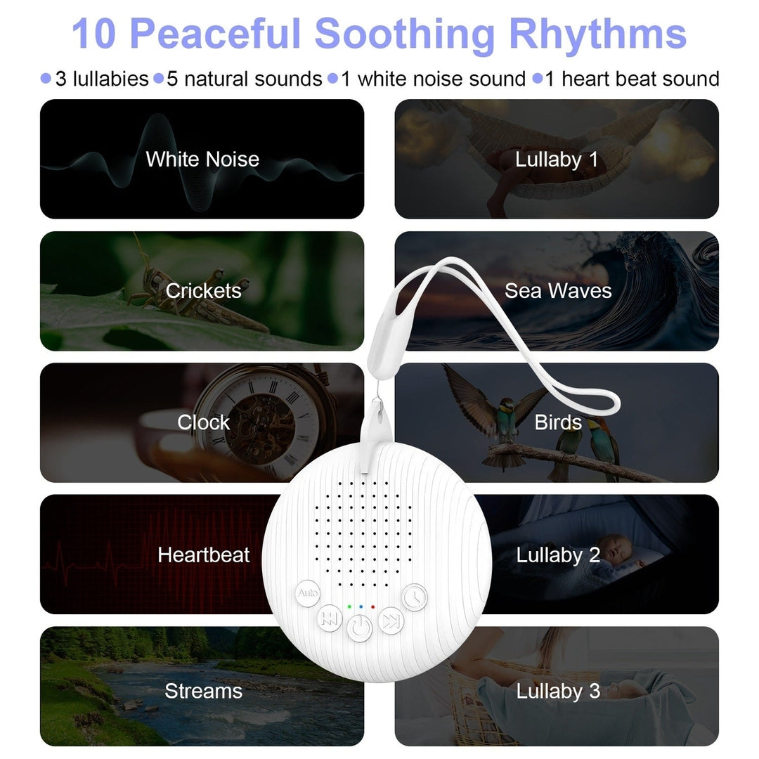 Portable White Noise Sound Machine For Baby Adult With 10 Soothing Sounds Volume Control Timer Settings Noise Detection Image 3