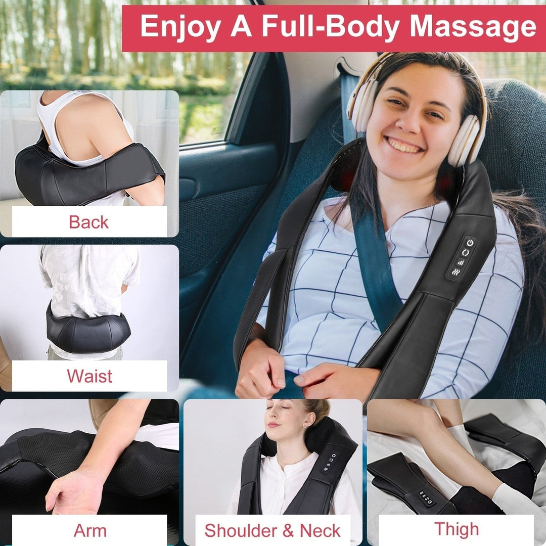 Electric Neck And Back Massager with Infrared Light Heating 3 Intensity Levels Deep Kneading 3D Shiatsu Massage Pillow Image 6