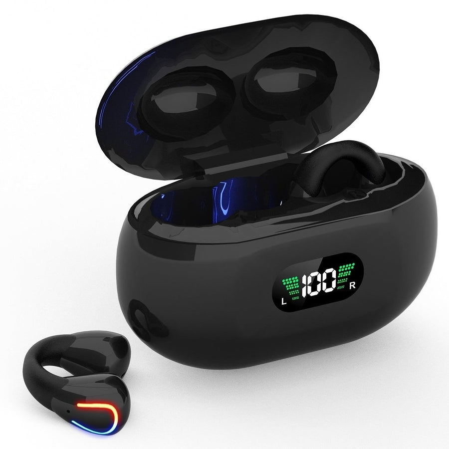 Wireless V5.3 Earbuds Clip-On Open TWS Earphones With Built-In Mic LED Display Charging Case 60H Standby Time Waterproof Image 1