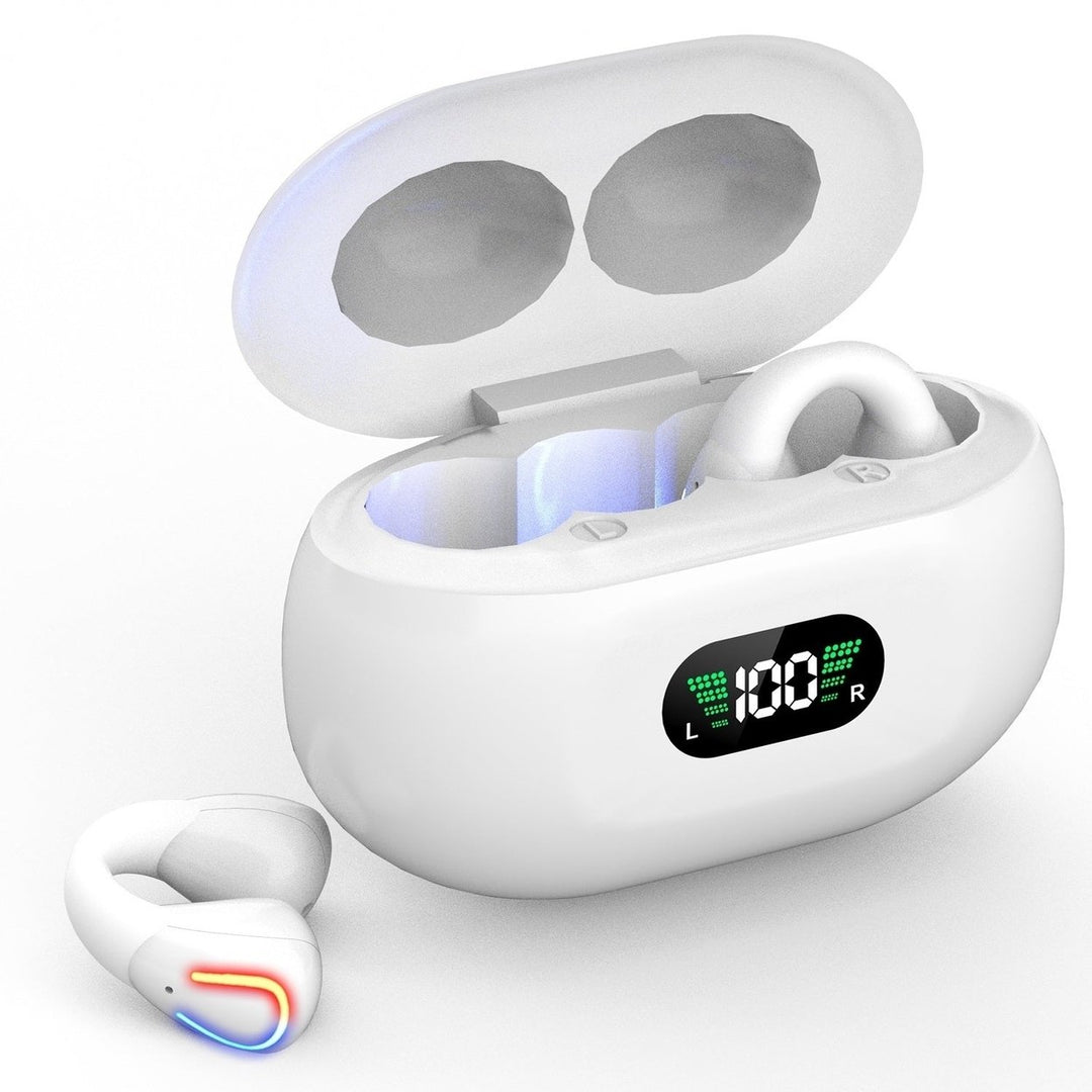 Wireless V5.3 Earbuds Clip-On Open TWS Earphones With Built-In Mic LED Display Charging Case 60H Standby Time Waterproof Image 2