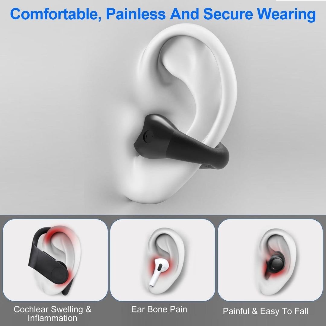 Wireless V5.3 Earbuds Clip-On Open TWS Earphones With Built-In Mic LED Display Charging Case 60H Standby Time Waterproof Image 8