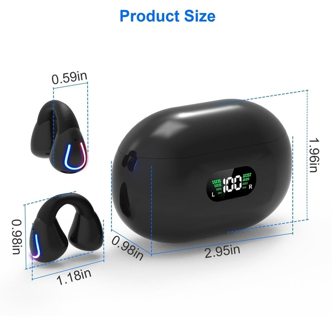 Wireless V5.3 Earbuds Clip-On Open TWS Earphones With Built-In Mic LED Display Charging Case 60H Standby Time Waterproof Image 10