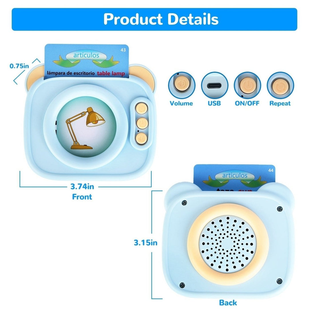 Spanish and English Talking Flash Cards 224 Sight Words Bilingual Flash Cards Rechargeable Card Early Education Device Image 7