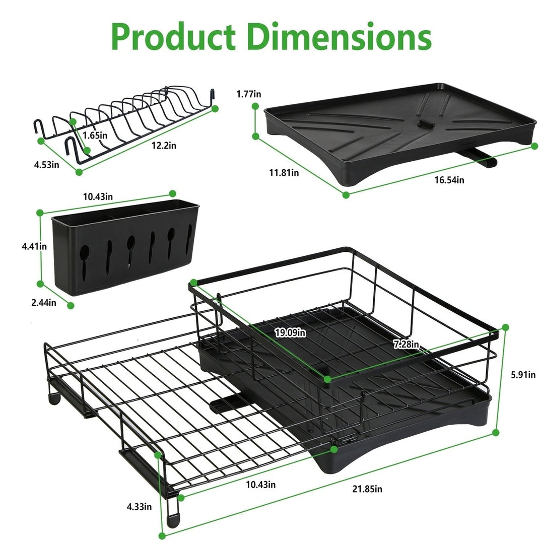 Retractable Dish Drying Rack Extra Large Dish Rack with Drainboard Utensil Holder for Countertop Over Sink Rustproof Image 11