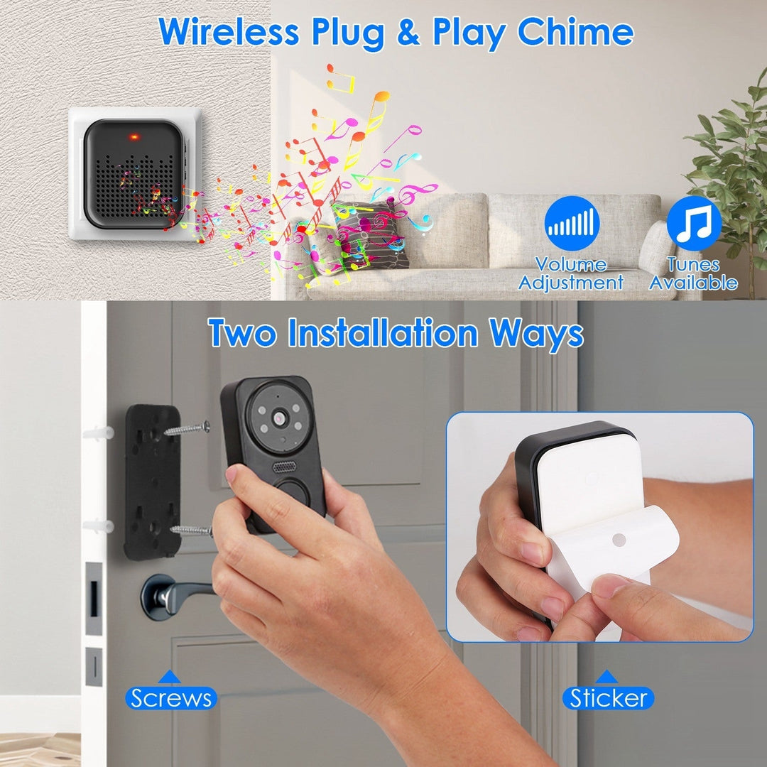 WiFi Security Doorbell Camera with Volume Adjustable Wireless Chime 1080P Camera Night Vision 2-Way Audio Free Cloud Image 8