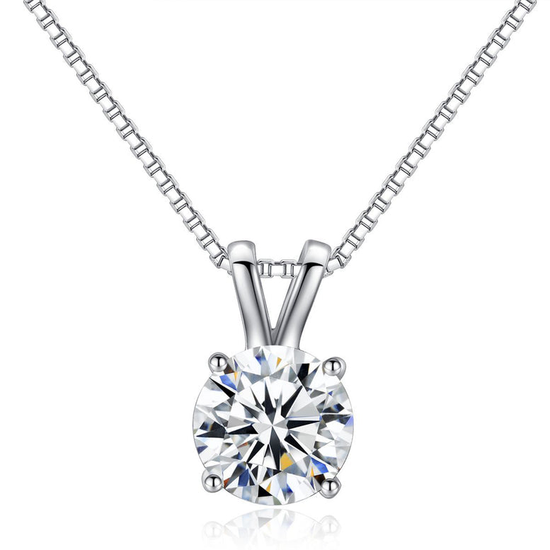 Paris Jewelry 18k White Gold 4 Cttw Round Created Diamond Necklace 18 Inch Image 1