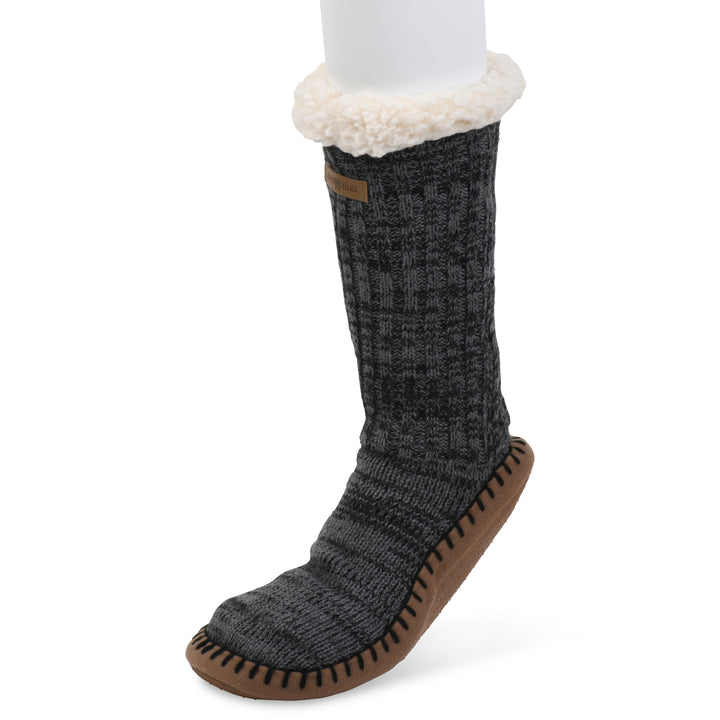 GaaHuu Mens Slipper Socks Ribbed Knit Faux Shearling Lined Size 8-13 Non-Slip Image 1