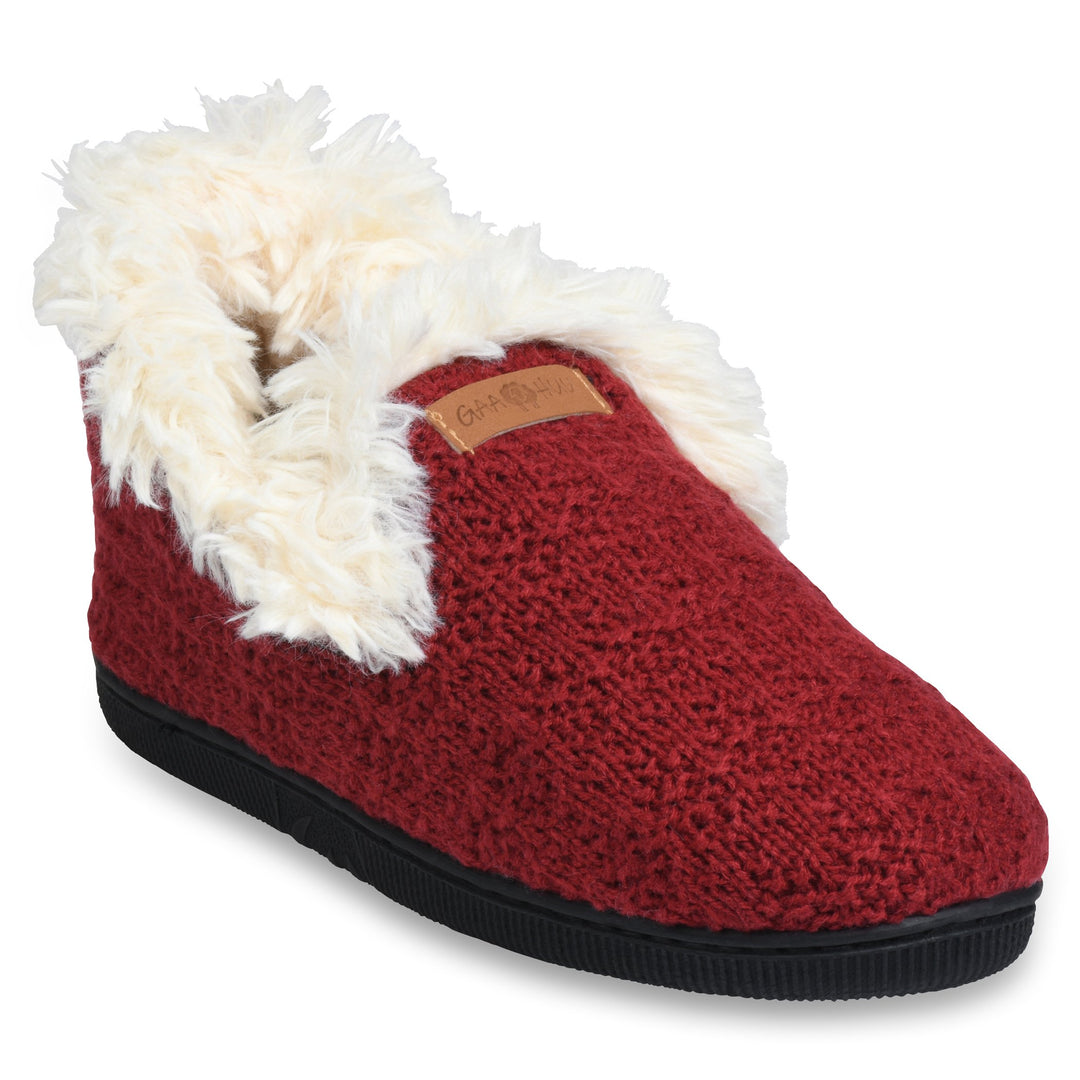 Gaahuu Womens Faux Shearling Lined Slipper Boot Textured Knit Memory Foam 5-10 Image 3