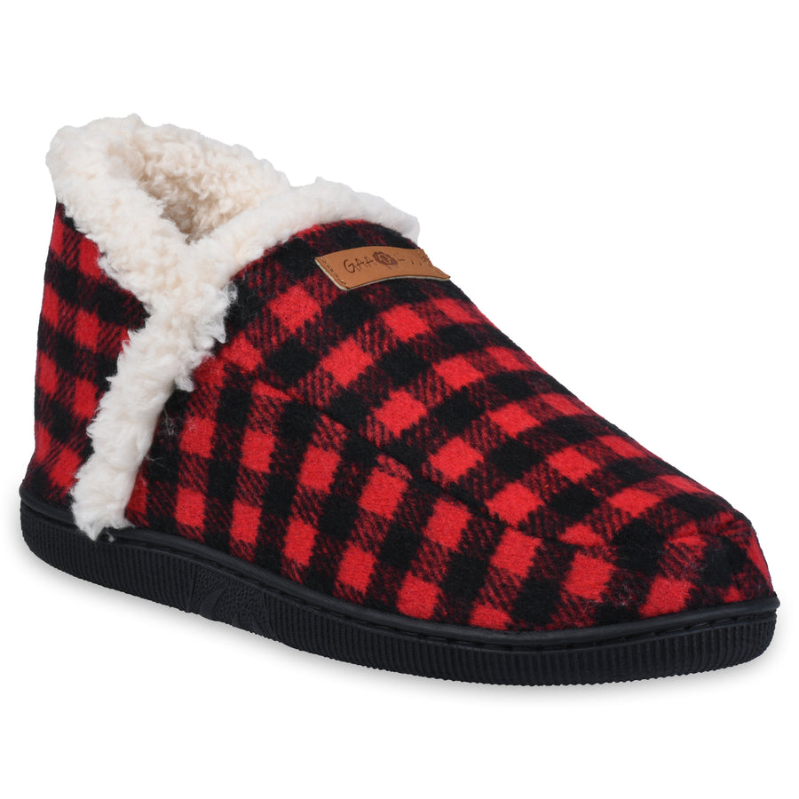 Gaahuu Womens Buffalo Check Faux Shearling Lined Memory Foam Slipper Boot Image 1