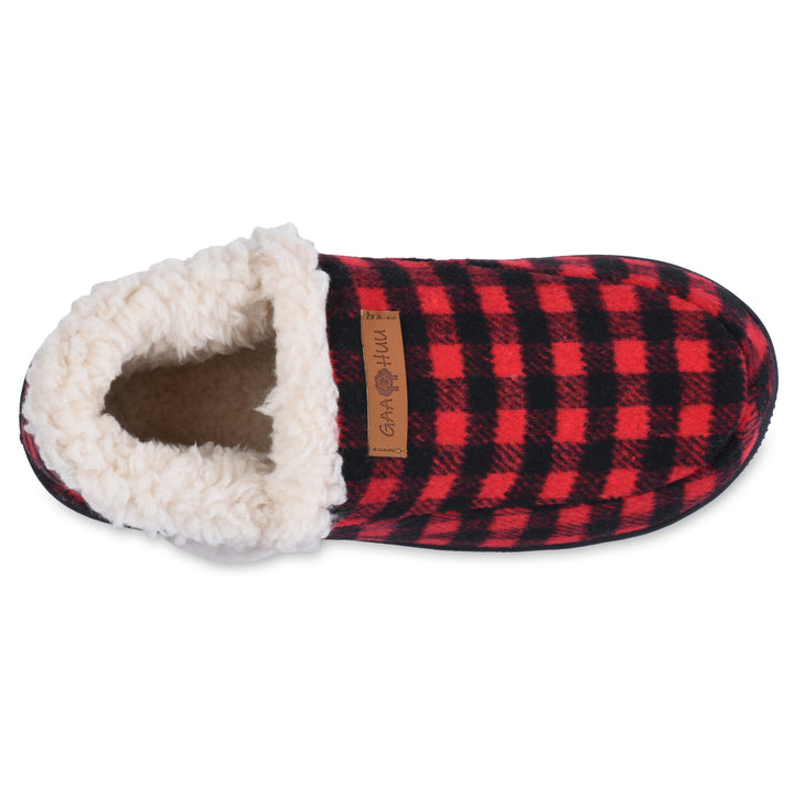 Gaahuu Womens Buffalo Check Faux Shearling Lined Memory Foam Slipper Boot Image 2