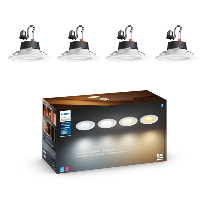 Philips Hue Downlight 4 Pack: Smart Lighting for Ambient Home Atmosphere Control and Efficiency- Image 1