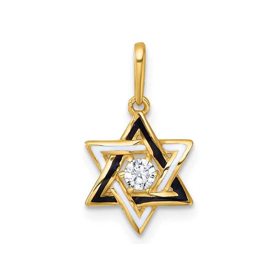 14K Yellow Gold Star Of David Pendant with Cubic Zirconia (CZ) (NO CHAIN) Image 1