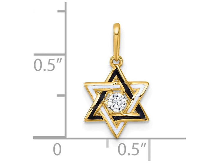 14K Yellow Gold Star Of David Pendant with Cubic Zirconia (CZ) (NO CHAIN) Image 3