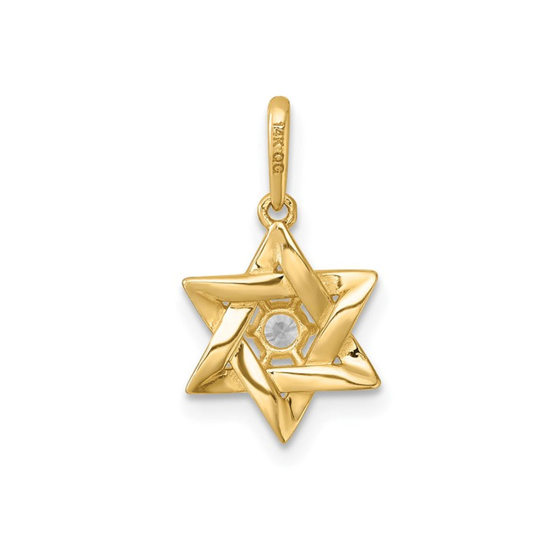 14K Yellow Gold Star Of David Pendant with Cubic Zirconia (CZ) (NO CHAIN) Image 4