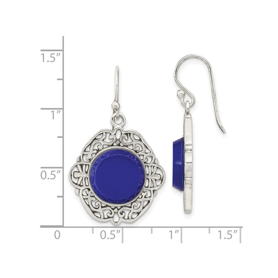 Sterling Silver Blue Agate Dangle Earrings Image 3