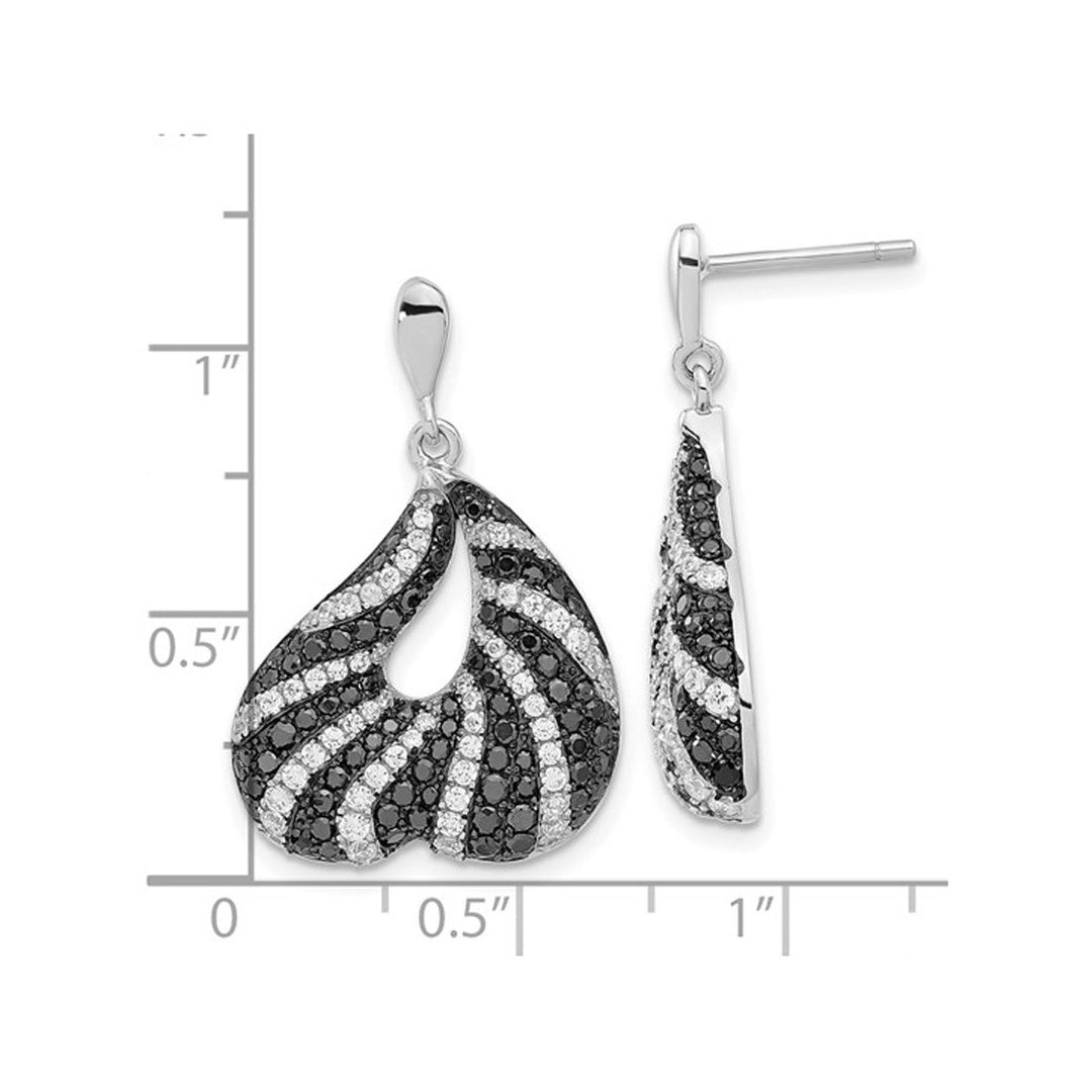 Sterling Silver Drop Dangle Earrings with Synthetic Black and White Cubic Zirconia (CZ)s Image 4