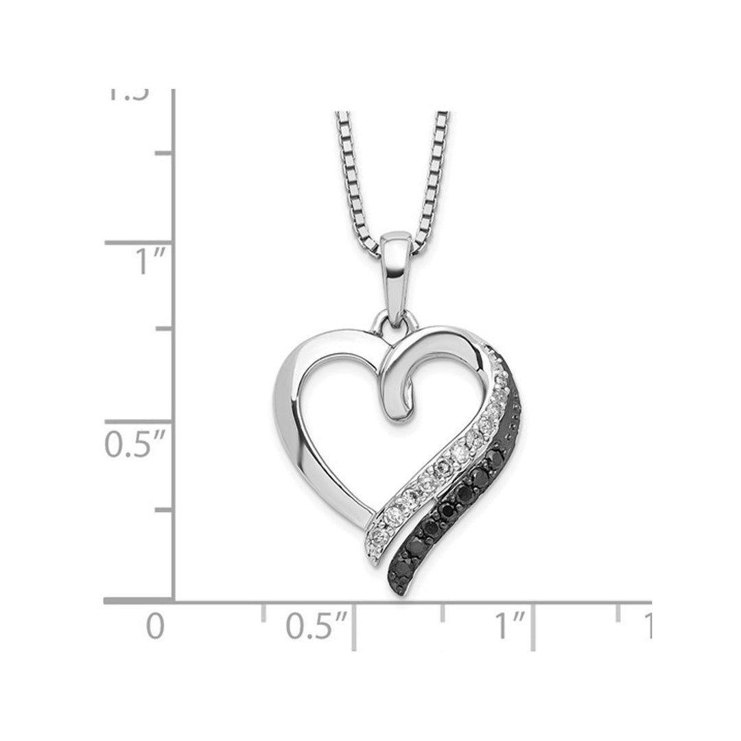 1/5 Carat (ctw) Black and White Diamond Heart Pendant Necklace in Sterling Silver with Chain Image 4