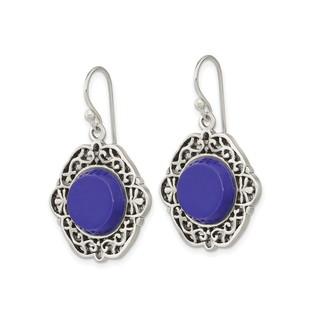 Sterling Silver Blue Agate Dangle Earrings Image 4