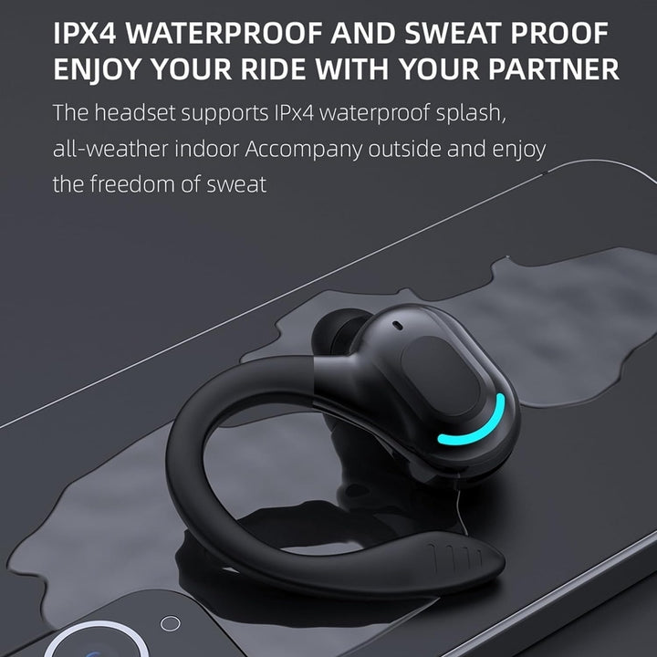 Bluetooth Earpiece HiFi Stereo Sound Wireless Handsfree Headset with Charging Cable Noise Reduction IPX4 Waterproof Image 4