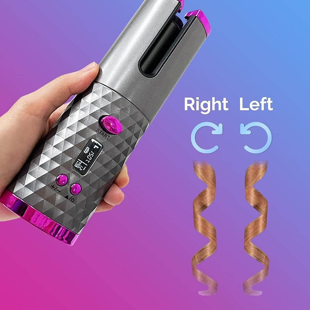 Cordless Auto Rotating Hair Curler Hair Waver Curling Iron Styling Tool Purple Image 11