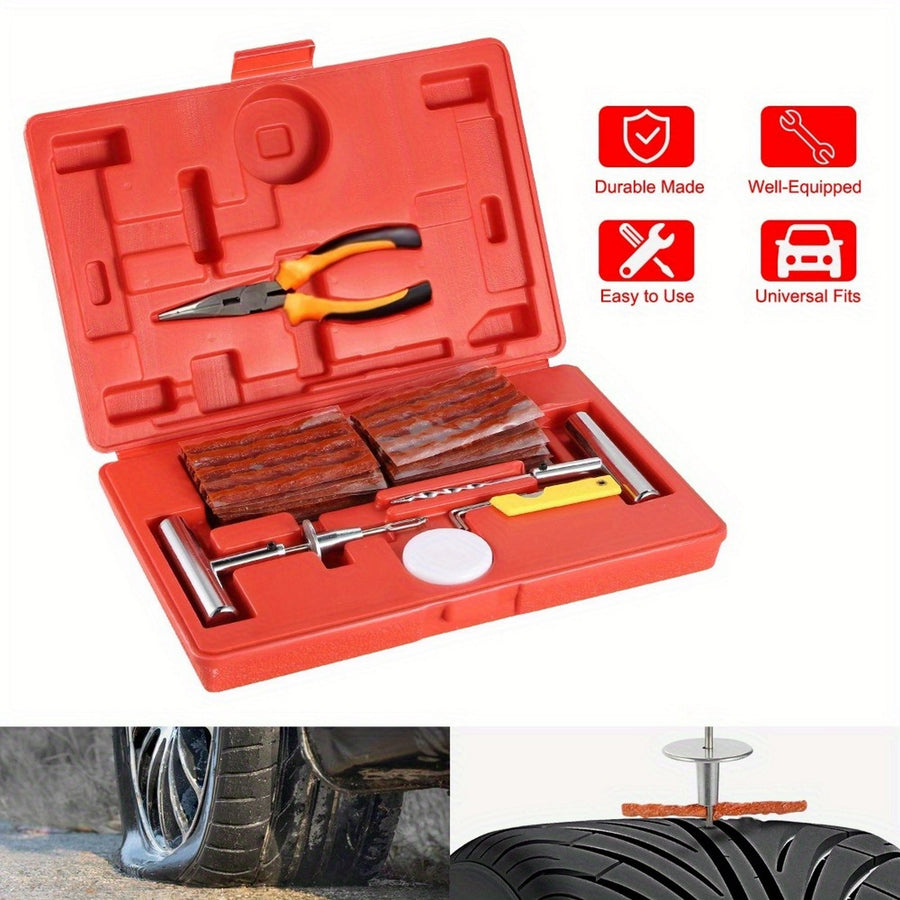 58pcs Tire Puncture Repair Kit Car Tire Plug Kit Heavy-duty Universal Tire Puncture Repair Kit (red) Image 1