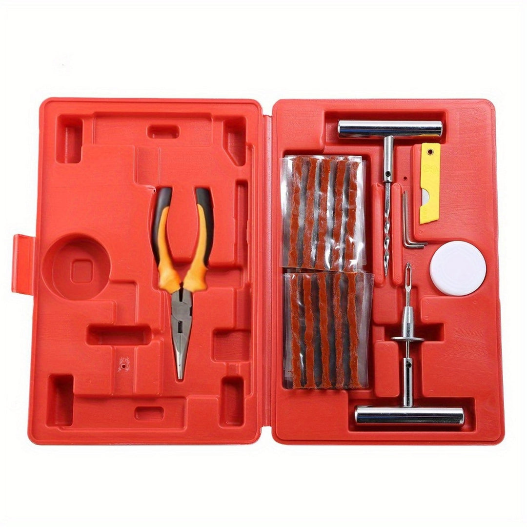 58pcs Tire Puncture Repair Kit Car Tire Plug Kit Heavy-duty Universal Tire Puncture Repair Kit (red) Image 3