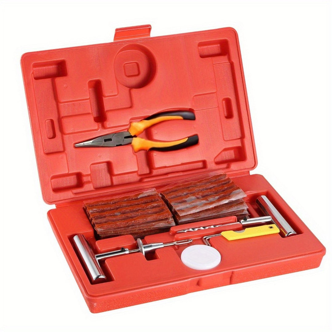 58pcs Tire Puncture Repair Kit Car Tire Plug Kit Heavy-duty Universal Tire Puncture Repair Kit (red) Image 4