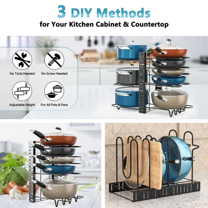 8-layer Pot Holder Lid Holder and Pot Holder Multiple DIY Methods 8-layer Pot Holder Adjustable Kitchen Organization and Image 4