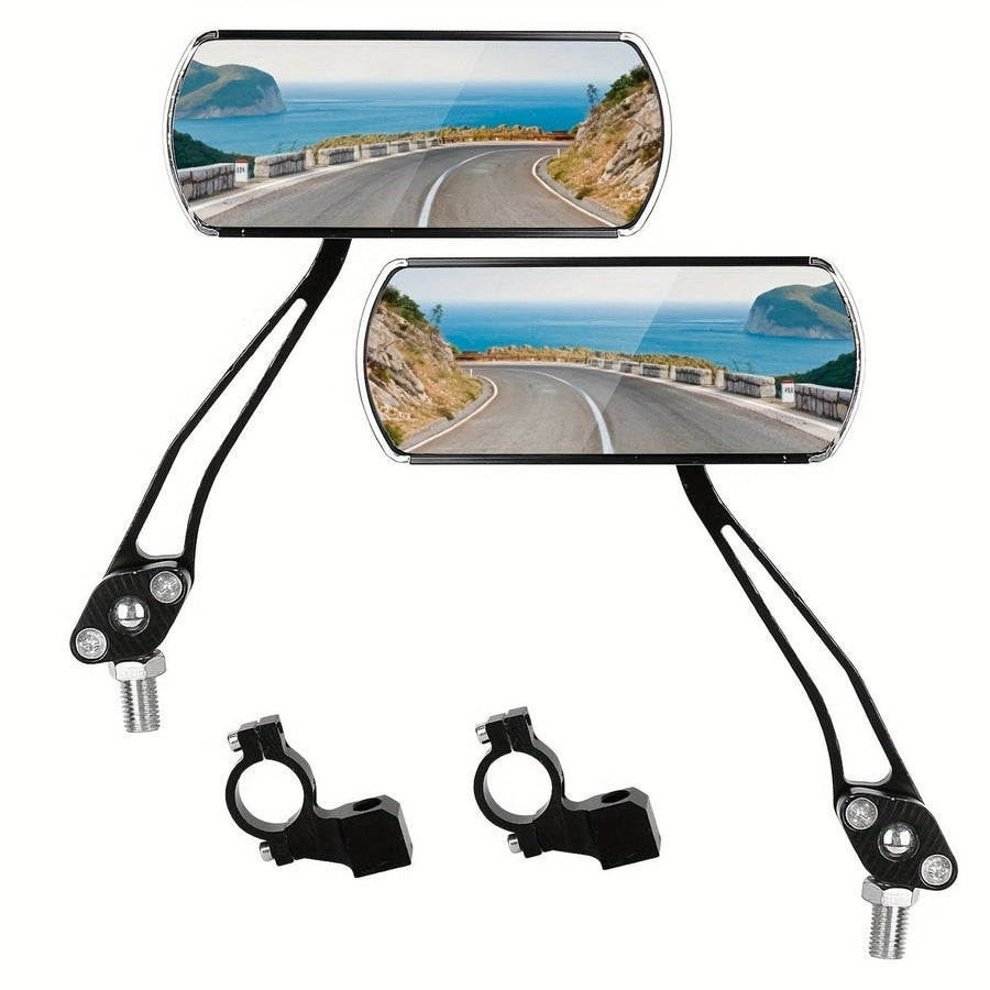 Adjustable 360 Degree Rotating Safety Rearview Mirror Scratch Resistant Rectangular Bicycle Mirror (2 Pieces) Image 1