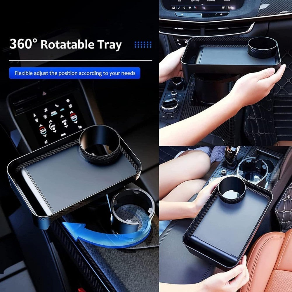 Car Cup Holder Tray Multifunctional Car Cup Holder Expander Tray Adjustable Base Cup Holder with Rotable Food Tray for Image 9