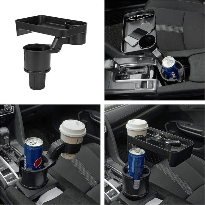 Car Cup Holder Tray Multifunctional Car Cup Holder Expander Tray Adjustable Base Cup Holder with Rotable Food Tray for Image 10