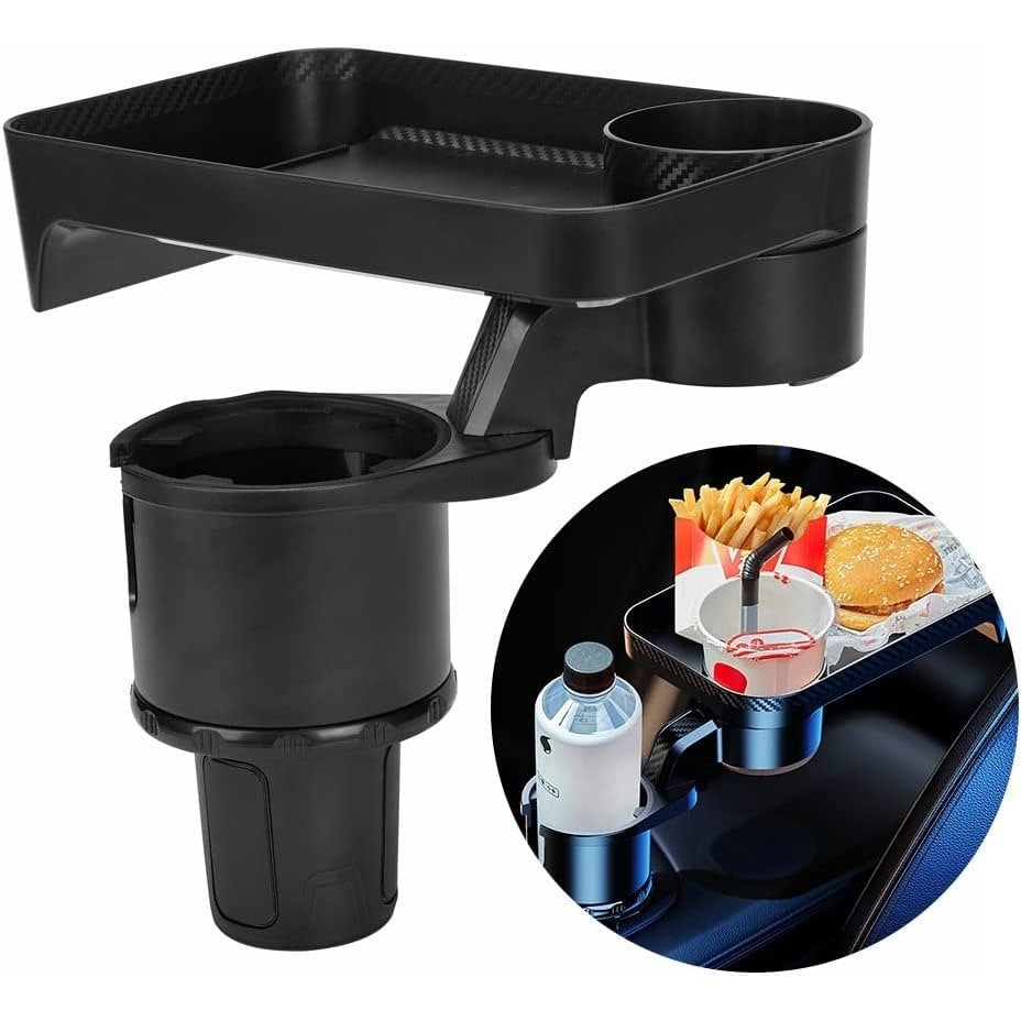 Car Cup Holder Tray Multifunctional Car Cup Holder Expander Tray Adjustable Base Cup Holder with Rotable Food Tray for Image 11