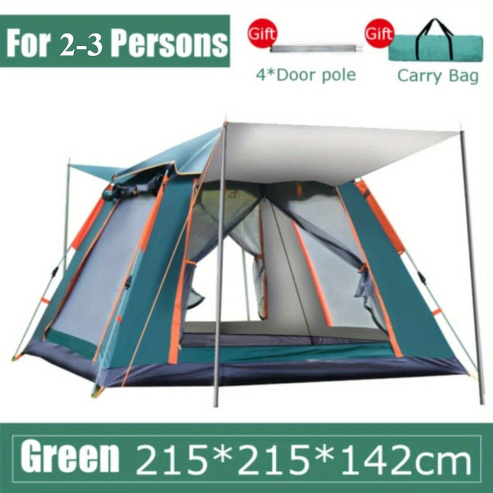 2-3 Person Camping Tent Outdoor Foldable Waterproof Tent with 2 Mosquito Nets Windows Carrying Bag for Hiking Climbing Image 2