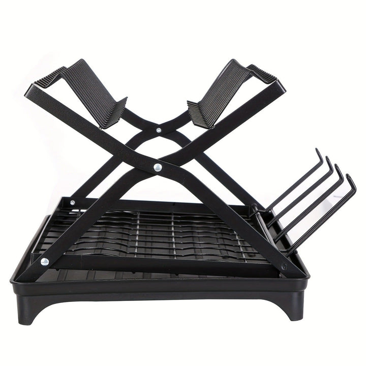 2-layer Bowl and Dish Drying Rack with Bowl Cup and Basin Holder Foldable Bowl and Dish Drain Rack Suitable for Kitchen Image 7