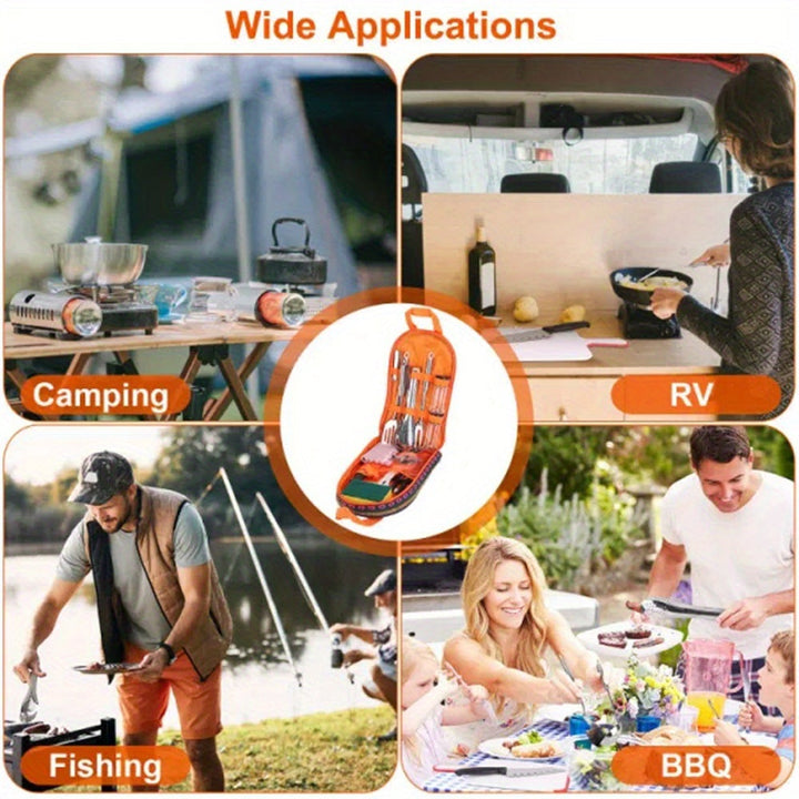 19Pcs Camping Cooking Utensil Kit Portable Picnic Cookware Outdoor Kitchen Equipment Gear Campfire Barbecue Appliances Image 4