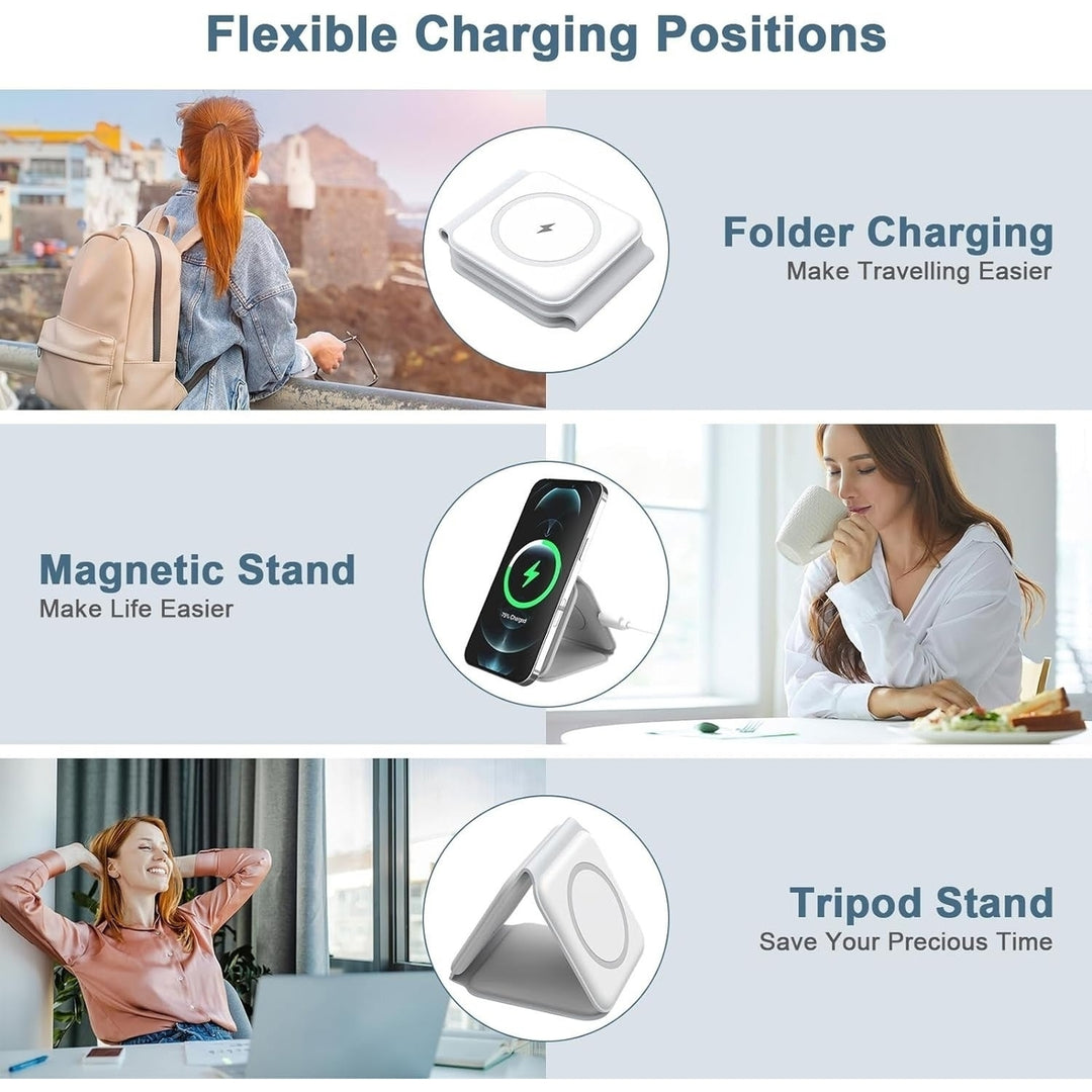 3 in-1 Wireless Charging Pad Magnetic Foldable Charger Station Fast Travel Charger for Multiple Devices Adapt with Phone Image 6