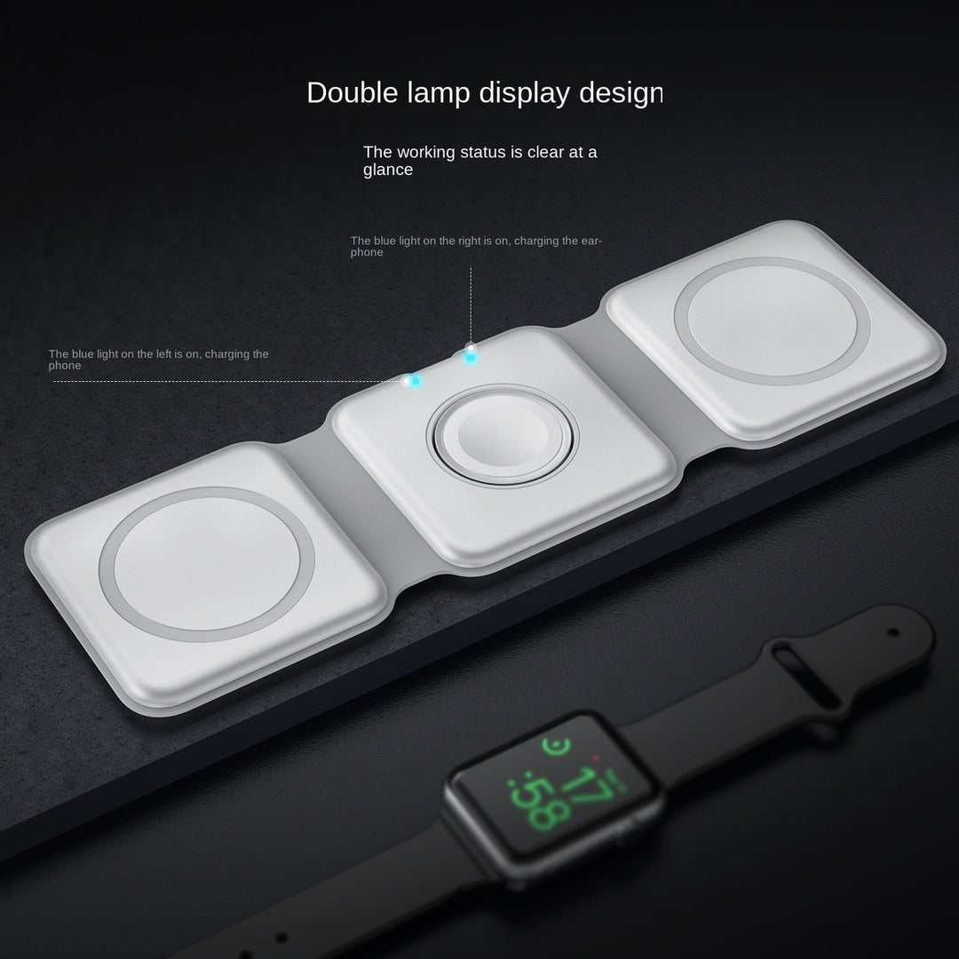 3 in-1 Wireless Charging Pad Magnetic Foldable Charger Station Fast Travel Charger for Multiple Devices Adapt with Phone Image 11