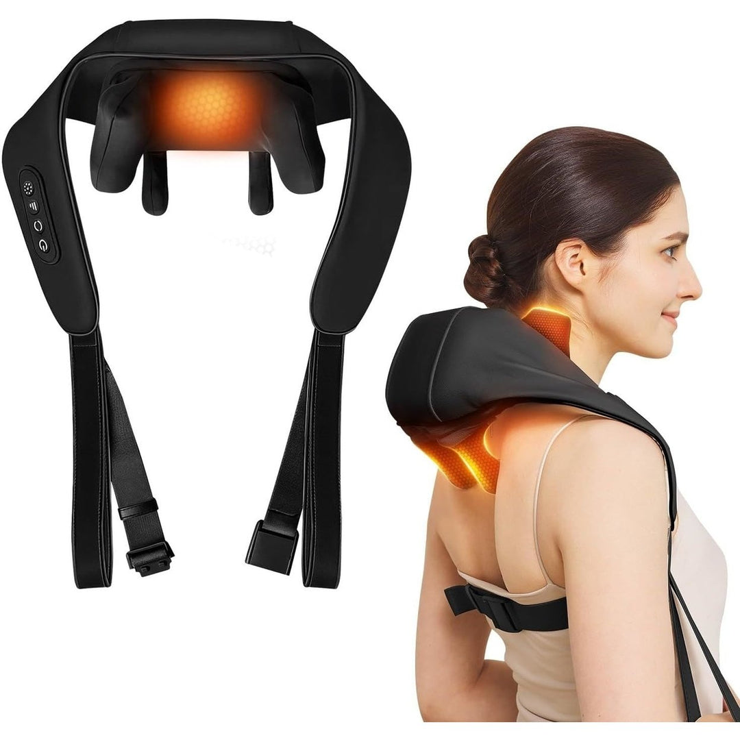 3D Neck and Shoulder Massager with Heat Kneading Neck Massager for Pain Relief Deep Tissue Rechargeable Cordless Image 1