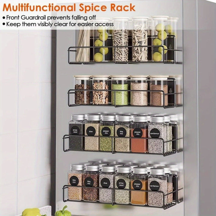 4 Strong Magnetic Spice Rack Organizer Fridge Storage Shelf for Jars Seasoning Tins Utensils Space Saver Holder for Image 3