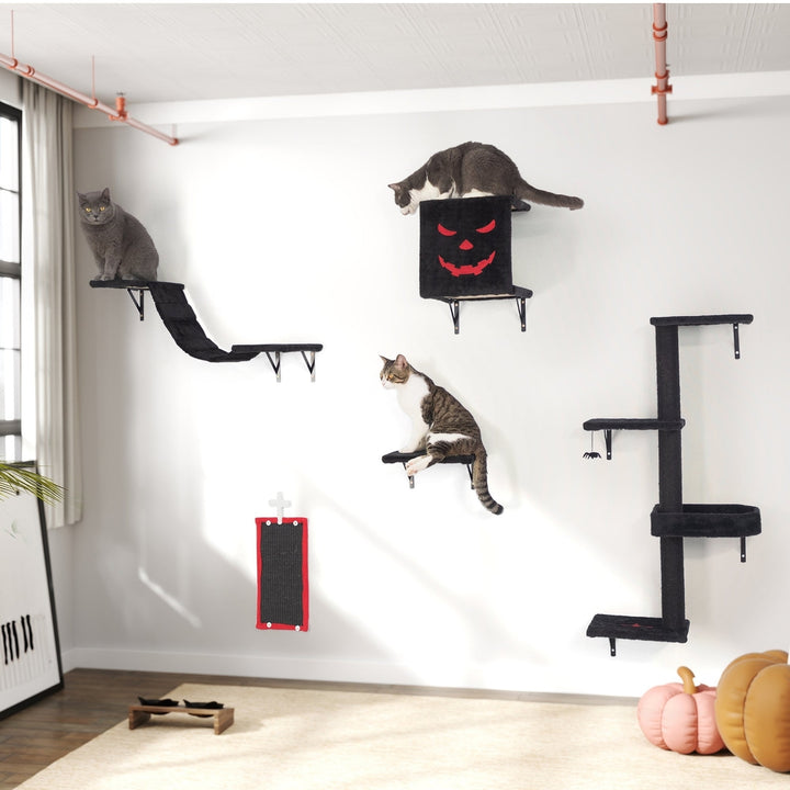 5 PCS Gothic Wall Mounted Cat Furniture Luxury Cat Wall Furniture Set Cat Climber Cat Wall Shelf with Cat Tree Image 2