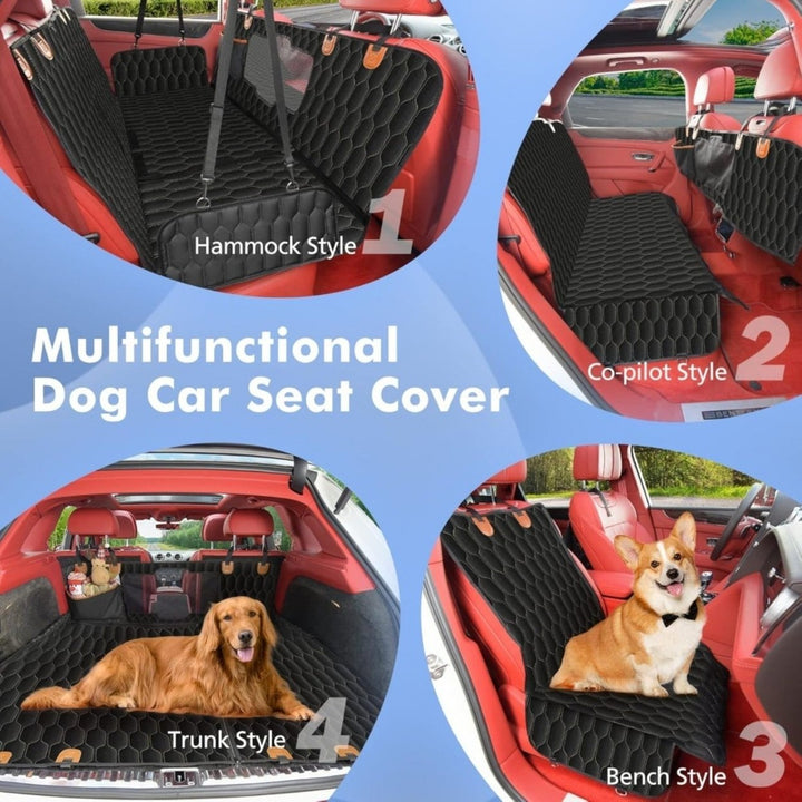 Dog Car Seat Cover for Back Seat Back Seat Cover Scratchproof Car Hammock for Dogs with Mesh Window Dog Seat Belt Image 2