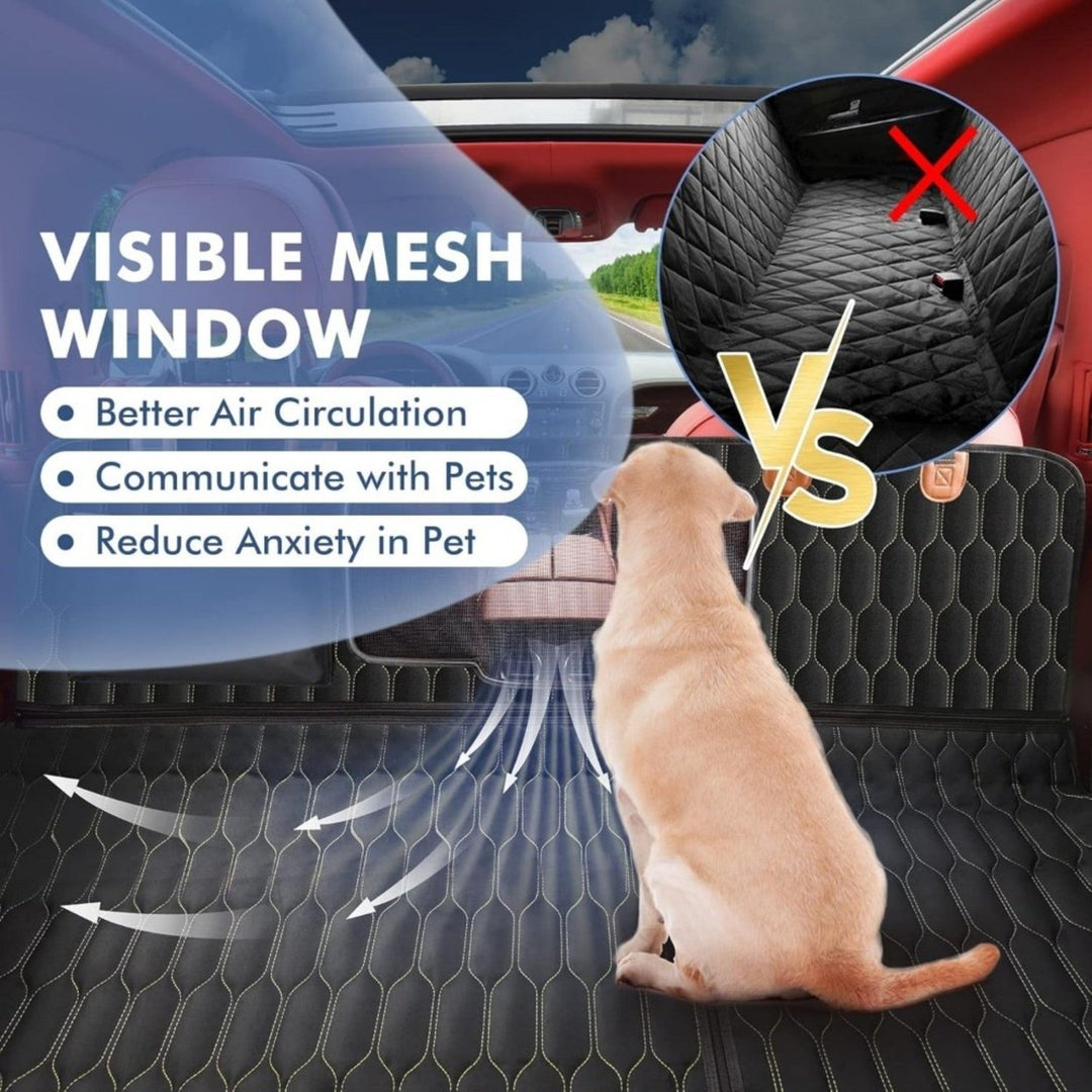 Dog Car Seat Cover for Back Seat Back Seat Cover Scratchproof Car Hammock for Dogs with Mesh Window Dog Seat Belt Image 3