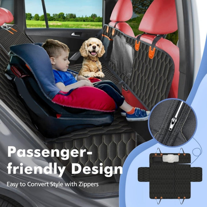 Dog Car Seat Cover for Back Seat Back Seat Cover Scratchproof Car Hammock for Dogs with Mesh Window Dog Seat Belt Image 6