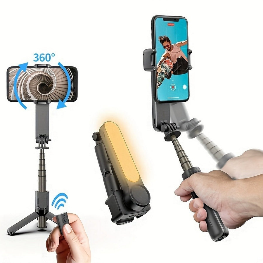 Handheld Stabilizer Bluetooth Selfie Stick Beauty Fill-in Light Anti-Shake VLOG Single-Axis Mini Stabilizer Image 1