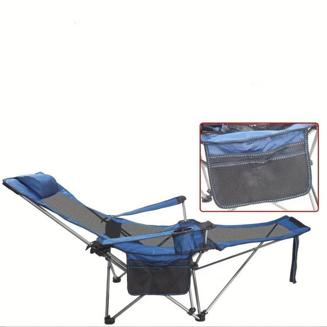 Foldable Camping Chair 330LBS Load Heavy Duty Steel Lawn Chair Collapsible Chair with Reclining Backrest Angle Cup Image 1