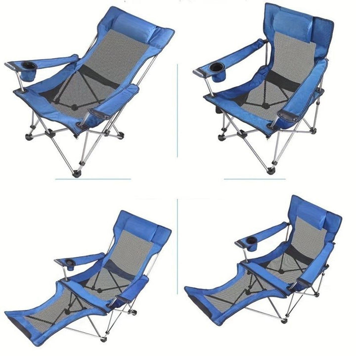 Foldable Camping Chair 330LBS Load Heavy Duty Steel Lawn Chair Collapsible Chair with Reclining Backrest Angle Cup Image 2