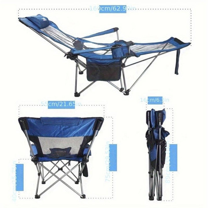 Foldable Camping Chair 330LBS Load Heavy Duty Steel Lawn Chair Collapsible Chair with Reclining Backrest Angle Cup Image 4