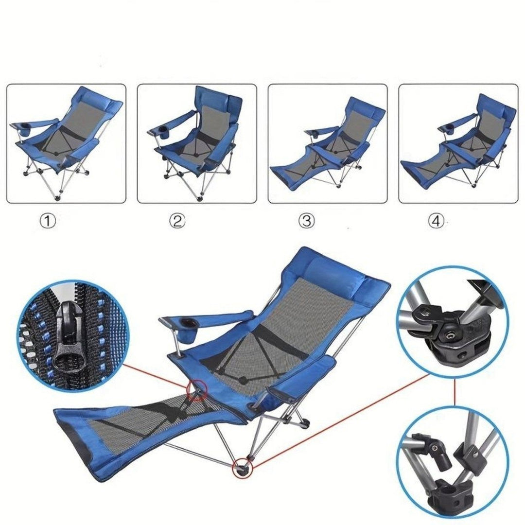 Foldable Camping Chair 330LBS Load Heavy Duty Steel Lawn Chair Collapsible Chair with Reclining Backrest Angle Cup Image 4