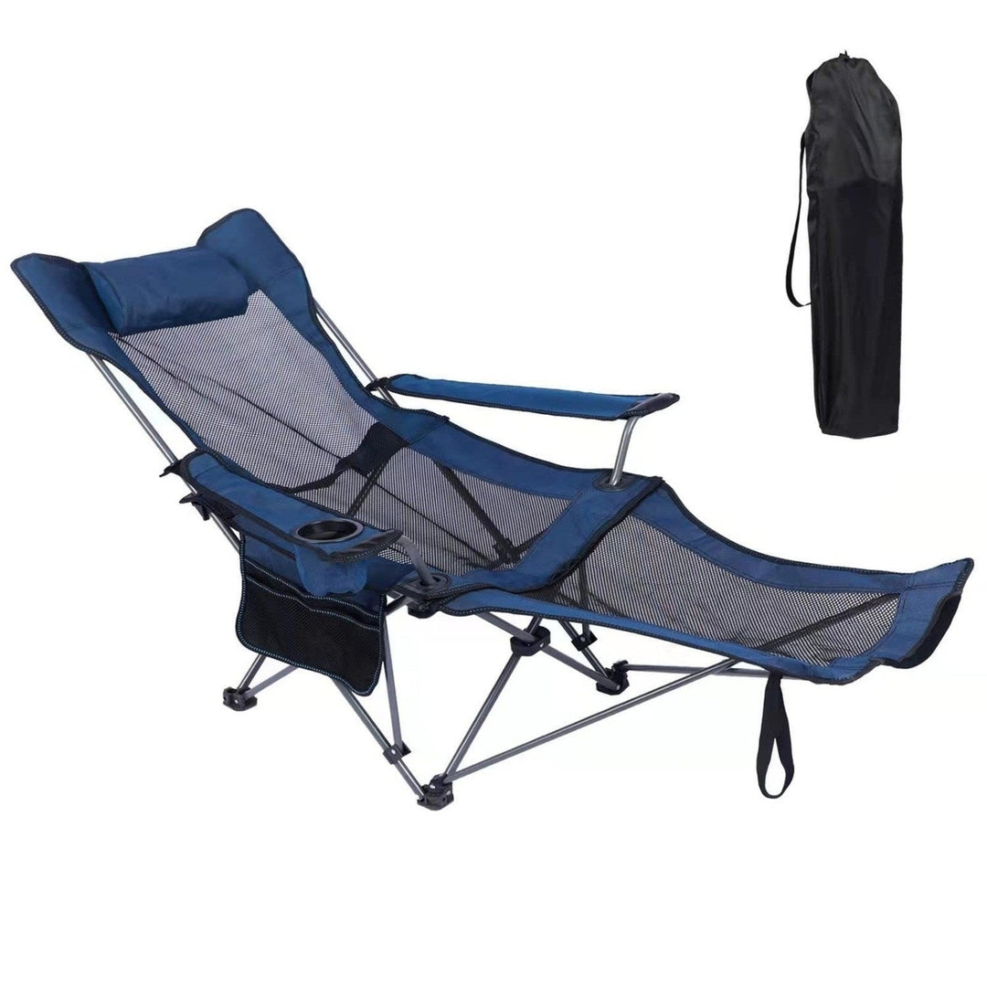 Foldable Camping Chair 330LBS Load Heavy Duty Steel Lawn Chair Collapsible Chair with Reclining Backrest Angle Cup Image 6