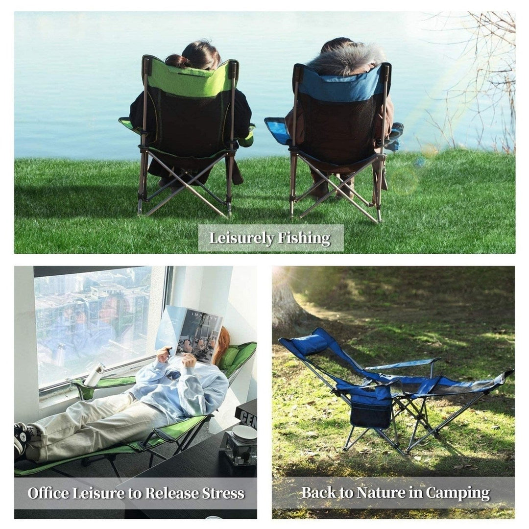 Foldable Camping Chair 330LBS Load Heavy Duty Steel Lawn Chair Collapsible Chair with Reclining Backrest Angle Cup Image 7